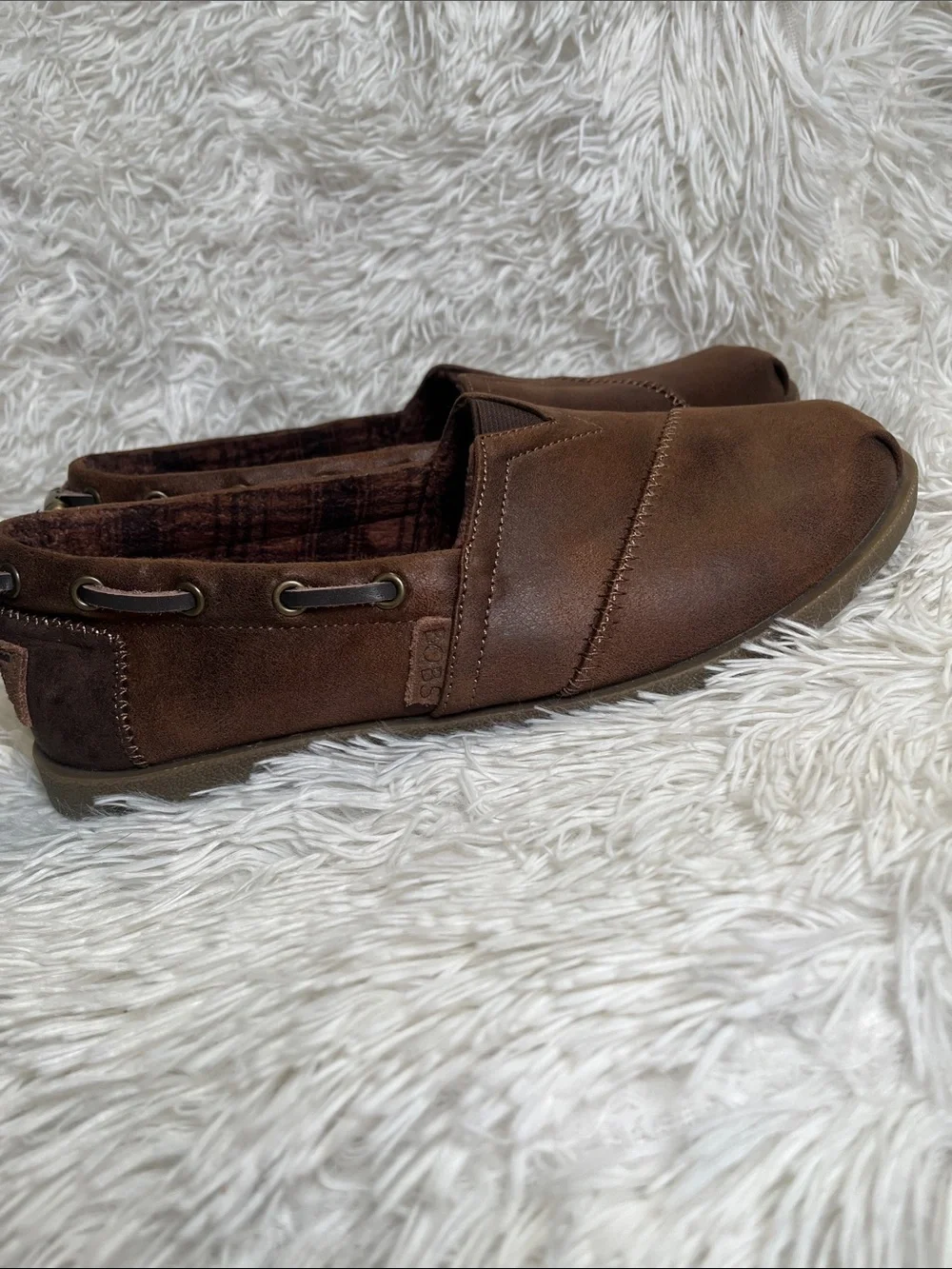 BOBS from Skechers Brown Slip-On Loafers with Stitch Detail